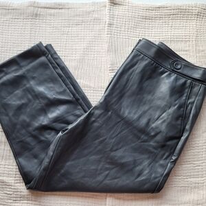 Ann Taylor Women's Black Vegan Leather Cropped Pants